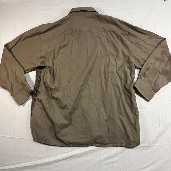 Vintage 90s 00s Mens XL Khaki Geometric Long Sleeve Button Up Shirt - Picture 4 of 4